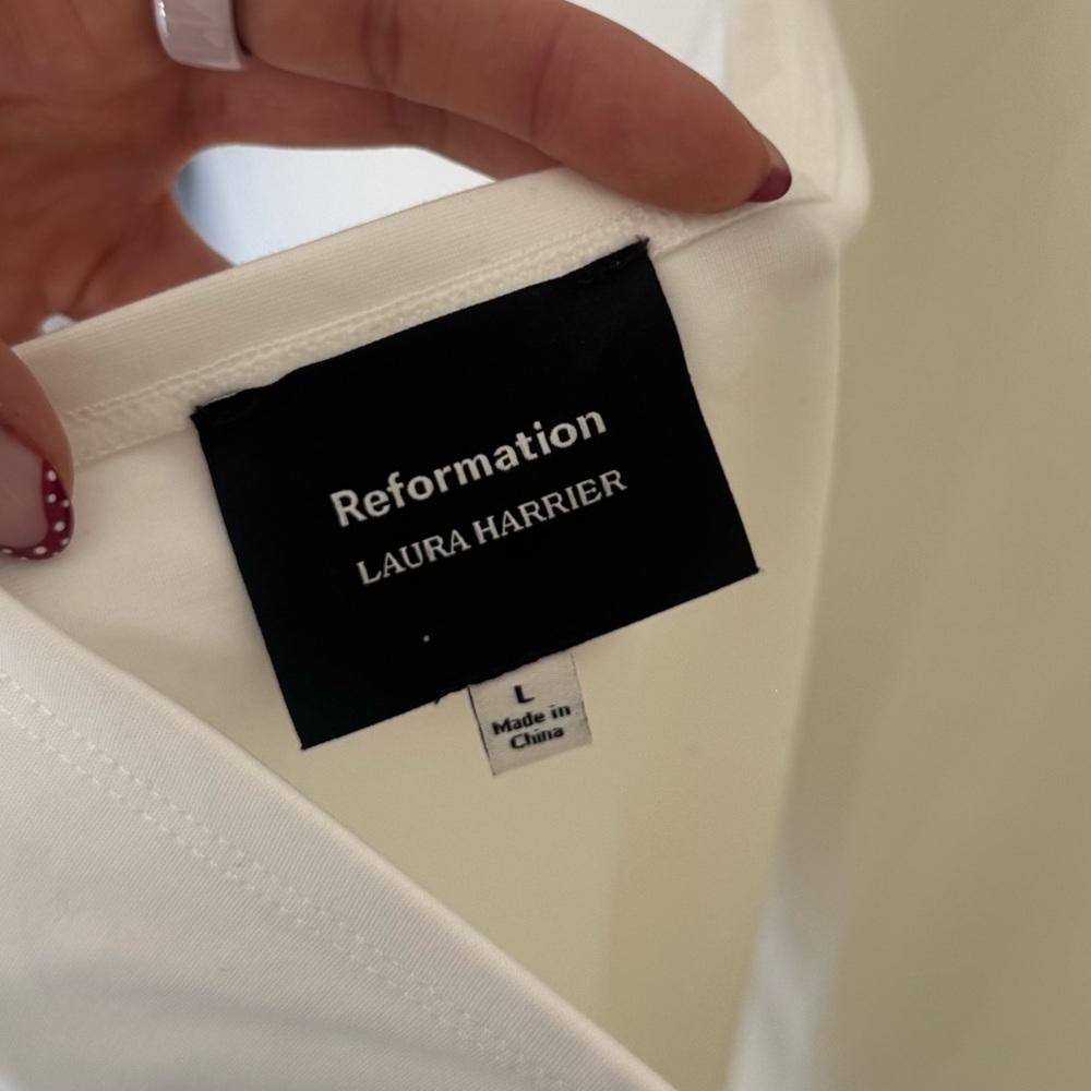 NWOT Reformation x Laura Harrier White Open Back Mini Dress Size L - Picture 3 of 4